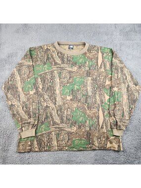 VTG Trebark Green Leaf Pattern Camouflaged Shirt Men's XXL Long Sleeve USA Made
